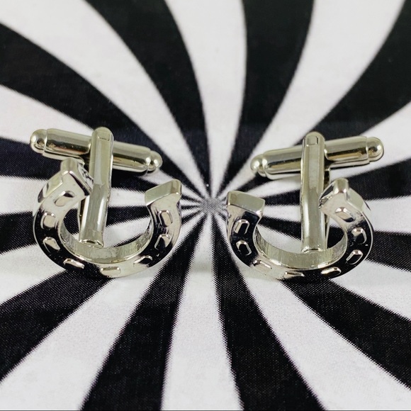 HP Horseshoe Cufflinks Rockabilly Cowboy Rocker - Picture 2 of 6